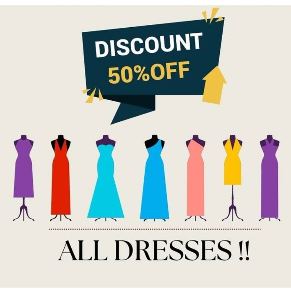 50% Discount On All Dresses In Stock